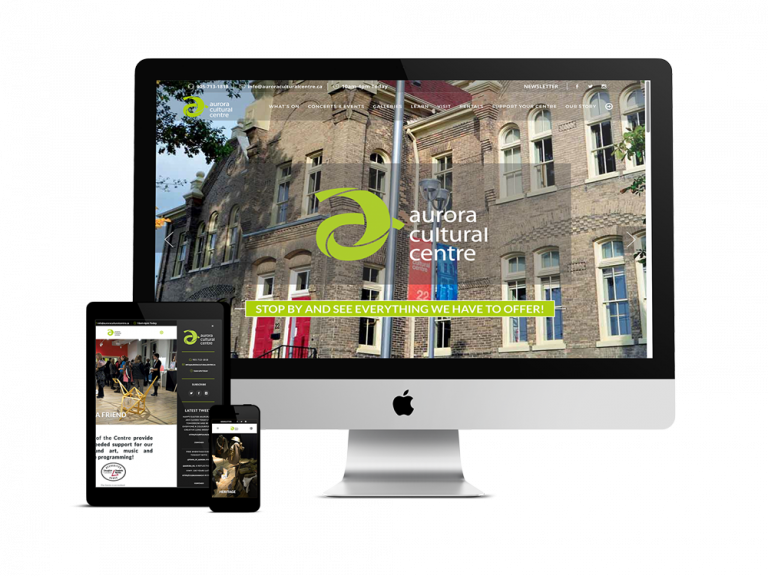 Aurora Cultural Centre website on various devices