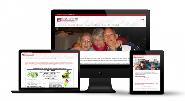 Friends & Advocates website displayed on a variety devices
